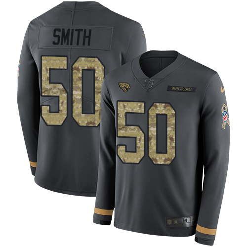 Jacksonville Jaguars #50 Telvin Smith Anthracite Salute to Service Men's Stitched Limited Therma Long Sleeve Jersey Men's cheap jerseys for sale - CheapJerseys.Shop