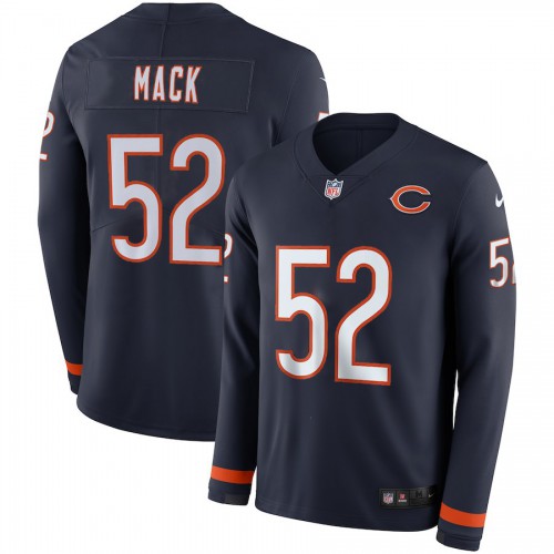 Men's Chicago Bears #52 Khalil Mack Navy Blue Team Color Men's Stitched Limited Therma Long Sleeve Jersey Men's cheap jerseys for sale - CheapJerseys.Shop