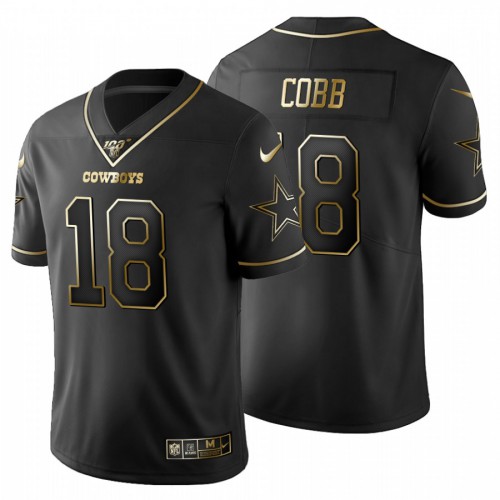 Dallas Dallas Cowboys #18 Randall Cobb Men's Black Golden Limited 100 Jersey Men's cheap jerseys for sale - CheapJerseys.Shop