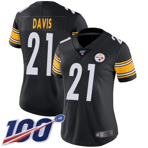 Pittsburgh Steelers #21 Sean Davis Black Team Color Women's Stitched 100th Season Vapor Limited Jersey Womens cheap jerseys for sale - CheapJerseys.Shop