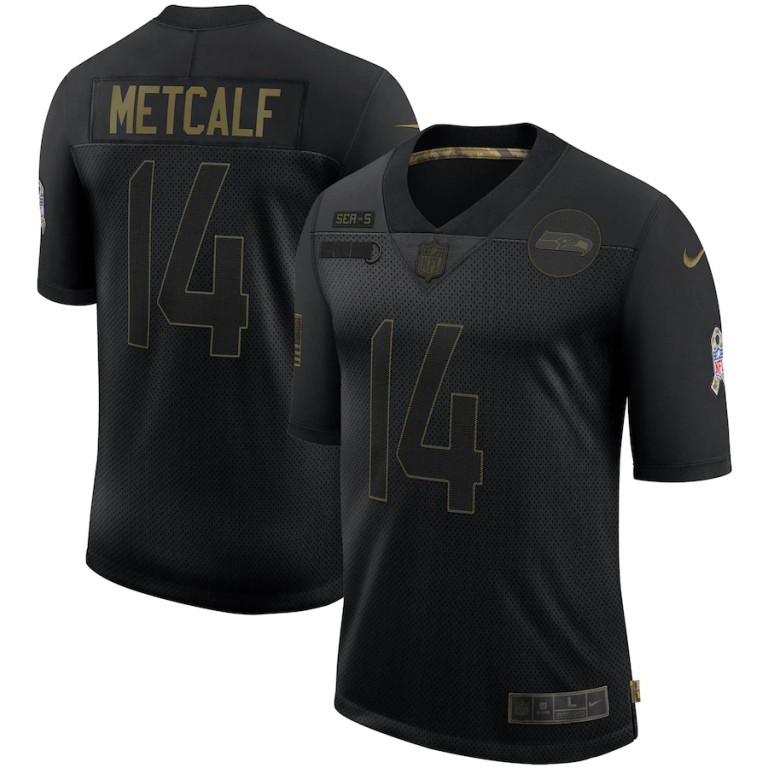 Seattle Seahawks #14 DK Metcalf 2020 Salute To Service Limited Jersey Black cheap jerseys for sale - CheapJerseys.Shop