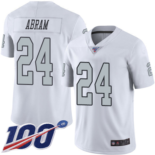 Raiders #24 Johnathan Abram White Men's Stitched Limited Rush 100th Season Jersey cheap jerseys for sale - CheapJerseys.Shop
