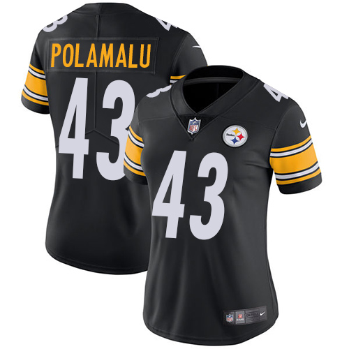 Steelers #43 Troy Polamalu Black Team Color Women's Stitched Vapor Untouchable Limited Jersey cheap jerseys for sale - CheapJerseys.Shop