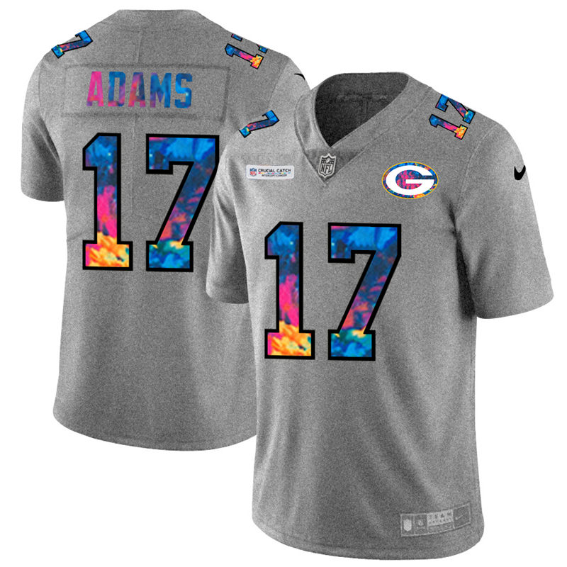 Green Bay Packers #17 Davante Adams Men's Multi-Color 2020 Crucial Catch Jersey Greyheather cheap jerseys for sale - CheapJerseys.Shop