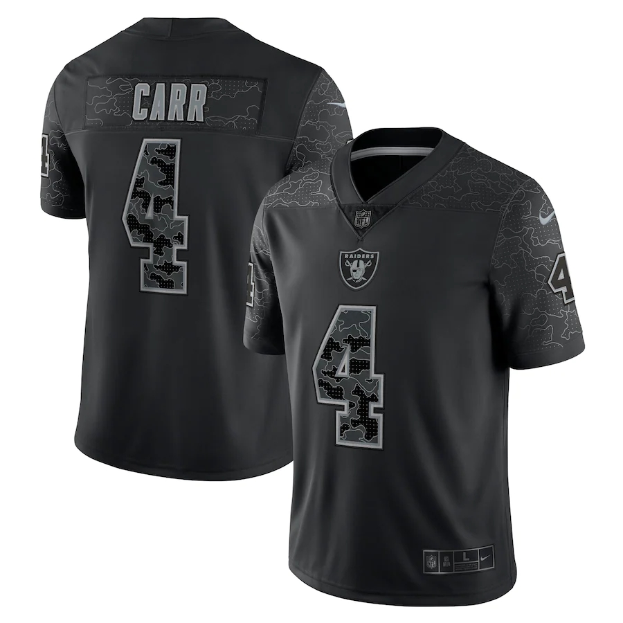 Las Vegas Raiders #4 Derek Carr Black Men's Black Reflective Limited Jersey cheap jerseys for sale - CheapJerseys.Shop