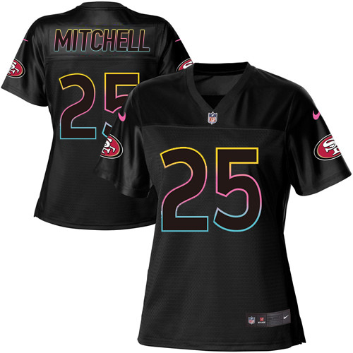 49ers #25 Elijah Mitchell Black Women's Fashion Game Jersey cheap jerseys for sale - CheapJerseys.Shop