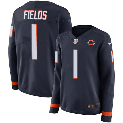 Bears #1 Justin Fields Navy Blue Team Color Women's Stitched Limited Therma Long Sleeve Jersey cheap jerseys for sale - CheapJerseys.Shop