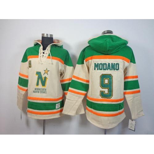 Dallas Stars #9 Mike Modano Cream Sawyer Hooded Sweatshirt Stitched Jersey Men's cheap jerseys for sale - CheapJerseys.Shop