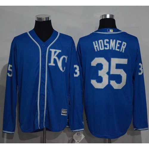 Kansas City Royals #35 Eric Hosmer Blue New Cool Base Long Sleeve Stitched Jersey Men's cheap jerseys for sale - CheapJerseys.Shop