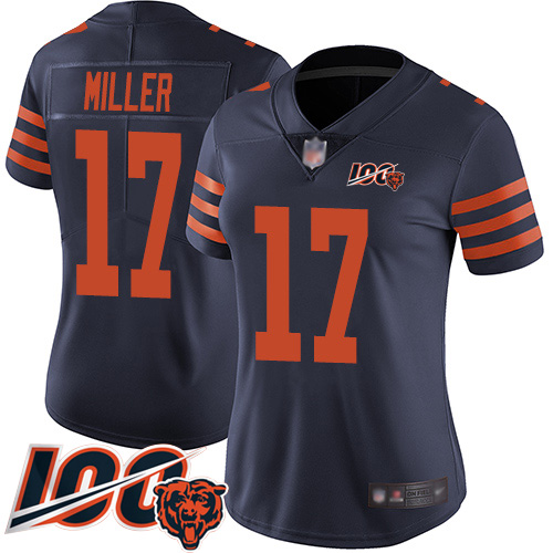 Chicago Bears #17 Anthony Miller Navy Blue Alternate Women's Stitched 100th Season Vapor Limited Jersey Womens cheap jerseys for sale - CheapJerseys.Shop