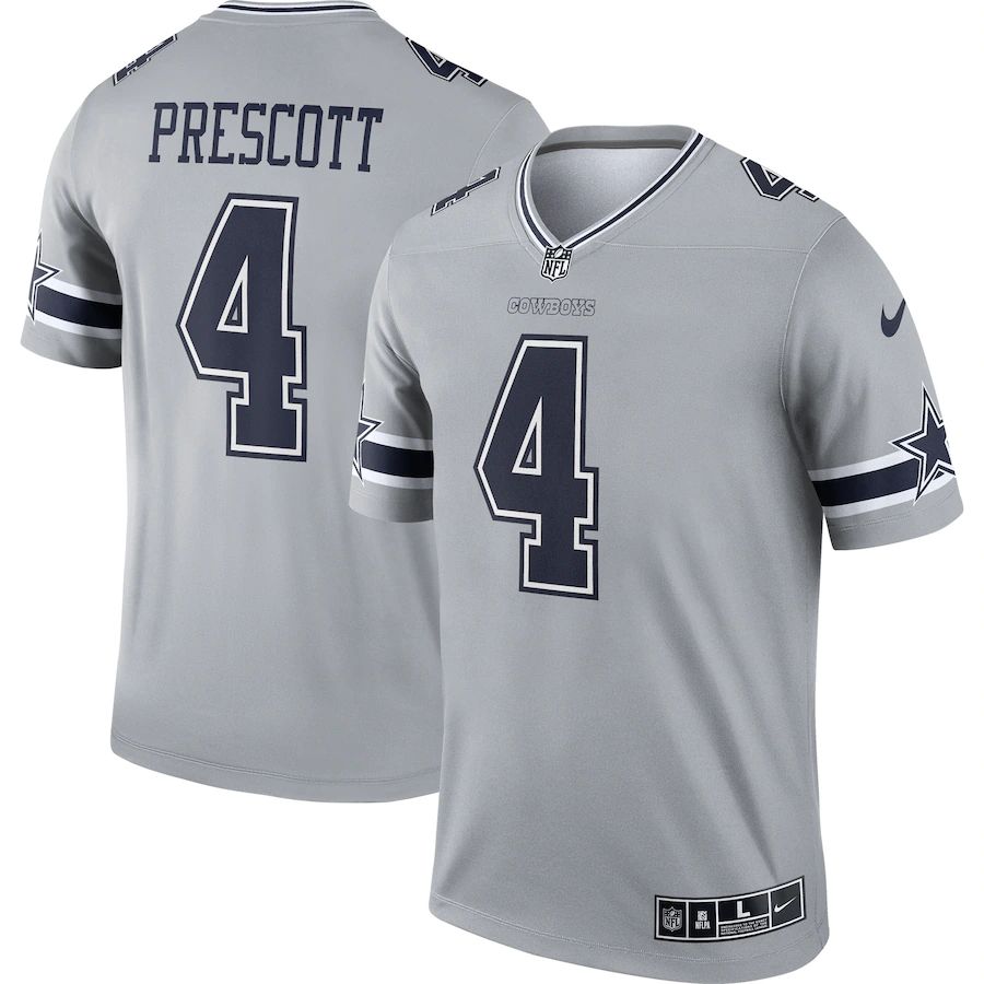 Dallas Cowboys #4 Dak Prescott Men's Gray Inverted Legend Jersey cheap jerseys for sale - CheapJerseys.Shop