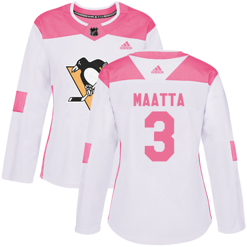 Pittsburgh Penguins #3 Olli Maatta White/Pink Authentic Fashion Women's Stitched Jersey Womens cheap jerseys for sale - CheapJerseys.Shop