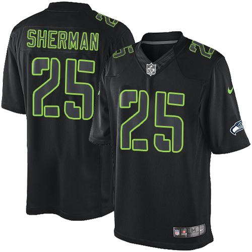 Seattle Seahawks #25 Richard Sherman Black Men's Stitched Impact Limited Jersey Men's cheap jerseys for sale - CheapJerseys.Shop