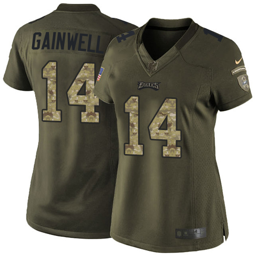 Eagles #14 Kenneth Gainwell Green Women's Stitched Limited 2015 Salute To Service Jersey cheap jerseys for sale - CheapJerseys.Shop
