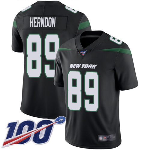 New York Jets #89 Chris Herndon Black Alternate Men's Stitched 100th Season Vapor Limited Jersey Men's cheap jerseys for sale - CheapJerseys.Shop