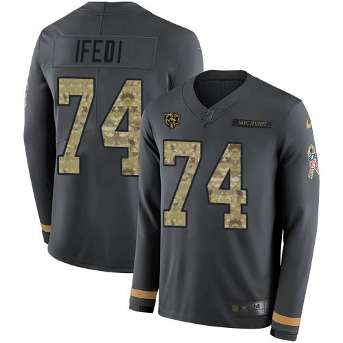 Chicago Bears #74 Germain Ifedi Anthracite Salute to Service Men's Stitched Limited Therma Long Sleeve Jersey Men's cheap jerseys for sale - CheapJerseys.Shop