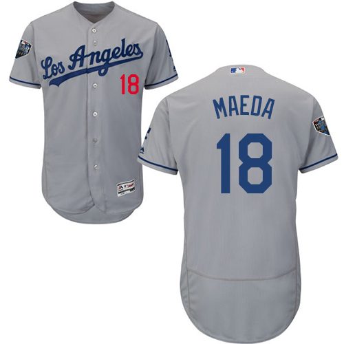 Los Angeles Dodgers #18 Kenta Maeda Grey Flexbase Authentic Collection 2018 World Series Stitched Jersey Men's cheap jerseys for sale - CheapJerseys.Shop