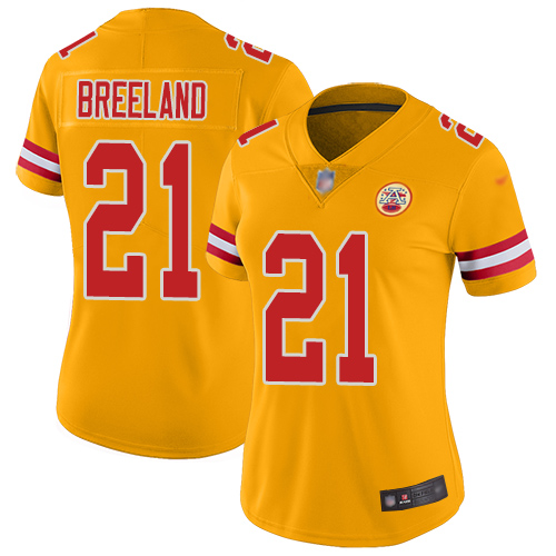 Kansas City Chiefs #21 Bashaud Breeland Gold Women's Stitched Limited Inverted Legend Jersey Womens cheap jerseys for sale - CheapJerseys.Shop