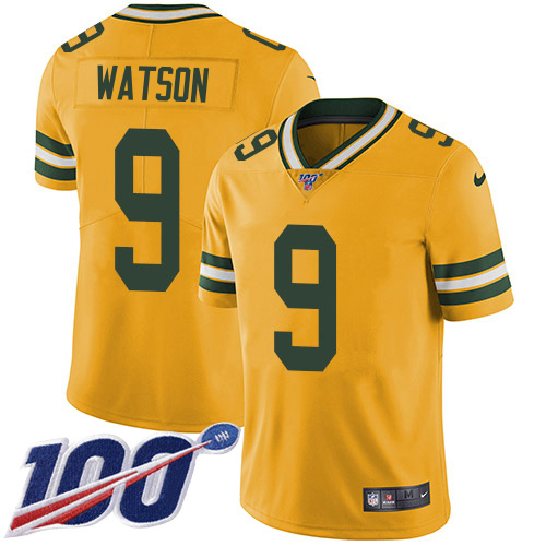 Packers #9 Christian Watson Yellow Men's Stitched Limited Rush 100th Season Jersey cheap jerseys for sale - CheapJerseys.Shop