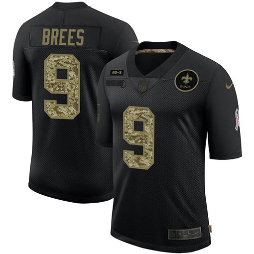 New Orleans Saints #9 Drew Brees Men's 2020 Salute To Service Camo Limited Jersey Black cheap jerseys for sale - CheapJerseys.Shop