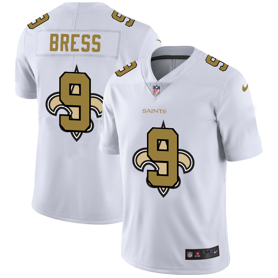New Orleans Saints #9 Drew Brees White Men's Team Logo Dual Overlap Limited Jersey cheap jerseys for sale - CheapJerseys.Shop
