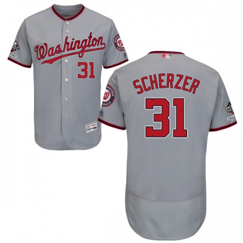 Washington Nationals #31 Max Scherzer Grey Flexbase Authentic Collection 2019 World Series Champions Stitched Jersey Men's cheap jerseys for sale - CheapJerseys.Shop