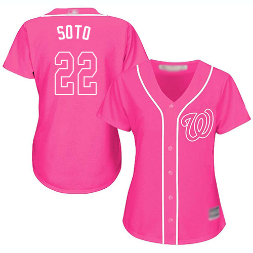 Washington Nationals #22 Juan Soto Pink Fashion Women's Stitched Jersey Womens cheap jerseys for sale - CheapJerseys.Shop