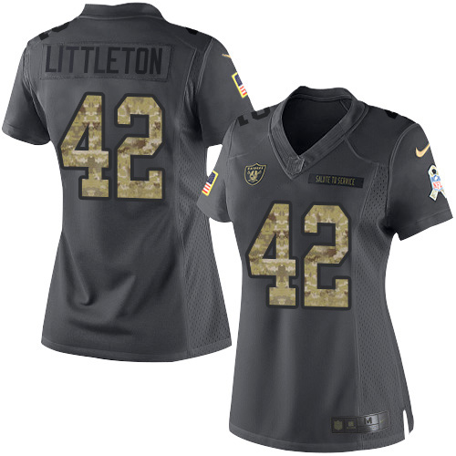 Las Vegas Raiders #42 Cory Littleton Black Women's Stitched Limited 2016 Salute to Service Jersey Womens cheap jerseys for sale - CheapJerseys.Shop