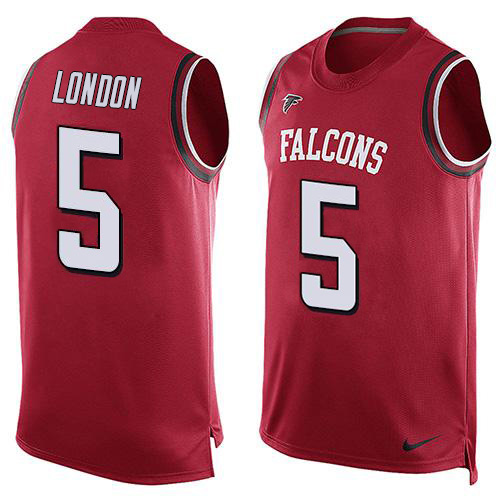 Falcons #5 Drake London Red Team Color Men's Stitched Limited Tank Top Jersey cheap jerseys for sale - CheapJerseys.Shop