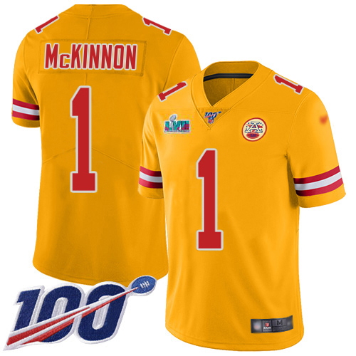 Chiefs #1 Jerick McKinnon Gold Super Bowl LVII Patch Youth Stitched Limited Inverted Legend 100th Season Jersey cheap jerseys for sale - CheapJerseys.Shop