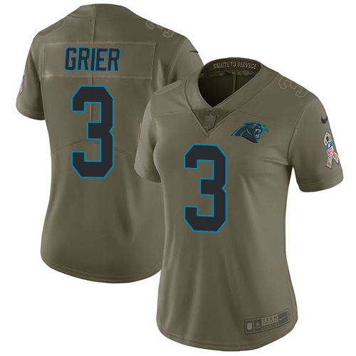 Carolina Panthers #3 Will Grier Olive Women's Stitched Limited 2017 Salute To Service Jersey Womens cheap jerseys for sale - CheapJerseys.Shop