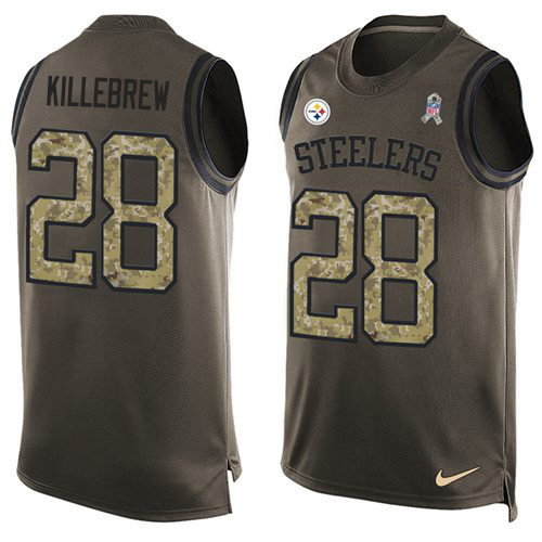 Steelers #28 Miles Killebrew Green Men's Stitched Limited Salute To Service Tank Top Jersey cheap jerseys for sale - CheapJerseys.Shop