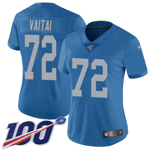 Detroit Lions #72 Halapoulivaati Vaitai Blue Throwback Women's Stitched 100th Season Vapor Untouchable Limited Jersey Womens cheap jerseys for sale - CheapJerseys.Shop