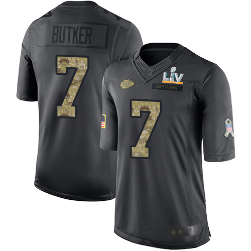 Chiefs #7 Harrison Butker Black Youth Super Bowl LV Bound Stitched Limited 2016 Salute To Service Jersey cheap jerseys for sale - CheapJerseys.Shop