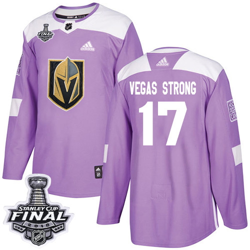 Golden Vegas Golden Knights #17 Vegas Strong Purple Authentic Fights Cancer 2018 Stanley Cup Final Stitched Jersey Men's cheap jerseys for sale - CheapJerseys.Shop