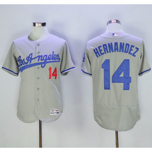 Los Angeles Dodgers #14 Enrique Hernandez Grey Flexbase Authentic Collection Road Stitched Jersey Men's cheap jerseys for sale - CheapJerseys.Shop