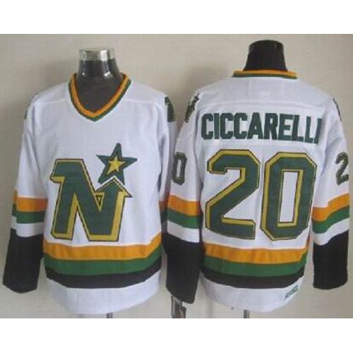 Dallas Stars #20 Dino Ciccarelli White CCM Throwback Stitched Jersey Men's cheap jerseys for sale - CheapJerseys.Shop