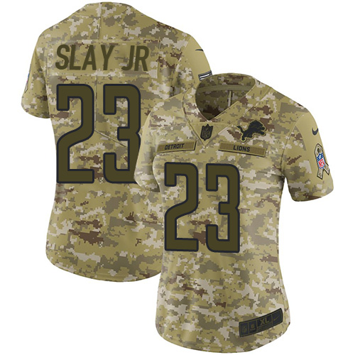 Detroit Lions #23 Darius Slay Jr Camo Women's Stitched Limited 2018 Salute to Service Jersey Womens cheap jerseys for sale - CheapJerseys.Shop