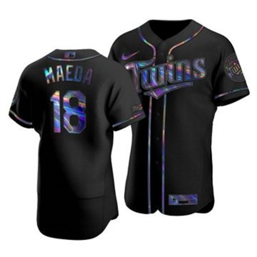 Minnesota Minnesota Twins #18 Kenta Maeda Men's Iridescent Holographic Collection Jersey - Black Men's cheap jerseys for sale - CheapJerseys.Shop