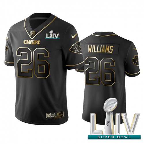 Kansas City Chiefs #26 Damien Williams Black Golden Super Bowl LIV 2020 Limited Edition Stitched Jersey Men's cheap jerseys for sale - CheapJerseys.Shop
