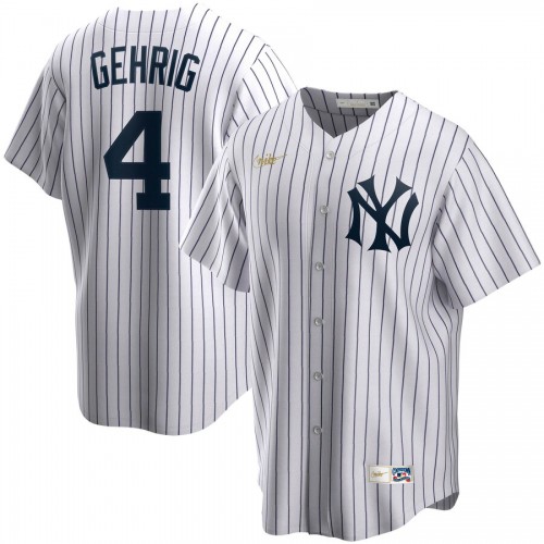 New York New York Yankees #4 Lou Gehrig Home Cooperstown Collection Player Jersey White Men's cheap jerseys for sale - CheapJerseys.Shop