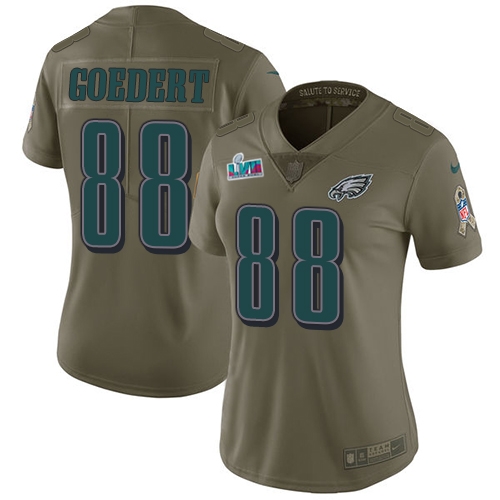 Eagles #88 Dallas Goedert Olive Super Bowl LVII Patch Women's Stitched Limited 2017 Salute To Service Jersey cheap jerseys for sale - CheapJerseys.Shop