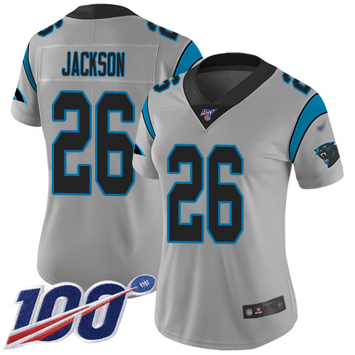 Carolina Panthers #26 Donte Jackson Silver Women's Stitched Limited Inverted Legend 100th Season Jersey Womens cheap jerseys for sale - CheapJerseys.Shop