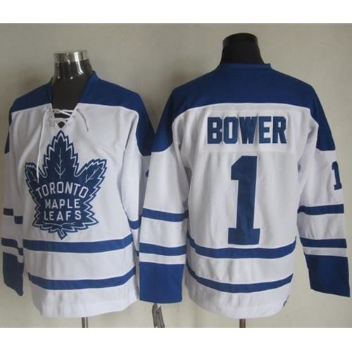 Maple Toronto Maple Leafs #1 Johnny Bower White CCM Throwback Winter Classic Stitched Jersey Men's cheap jerseys for sale - CheapJerseys.Shop