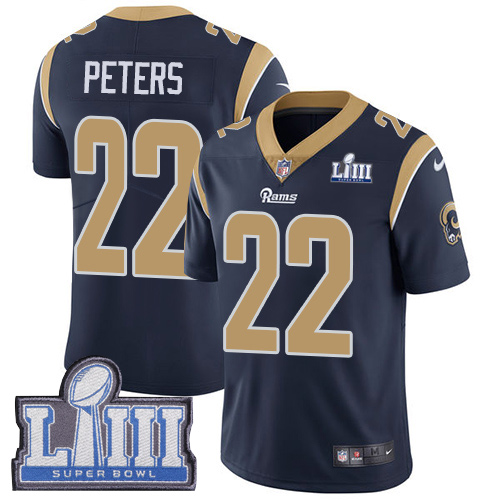 Los Angeles Rams #22 Marcus Peters Navy Blue Team Color Super Bowl LIII Bound Men's Stitched Vapor Untouchable Limited Jersey Men's cheap jerseys for sale - CheapJerseys.Shop