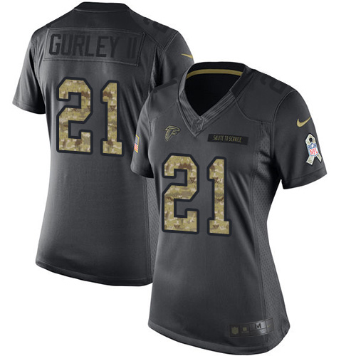 Atlanta Falcons #21 Todd Gurley II Black Women's Stitched Limited 2016 Salute to Service Jersey Womens cheap jerseys for sale - CheapJerseys.Shop