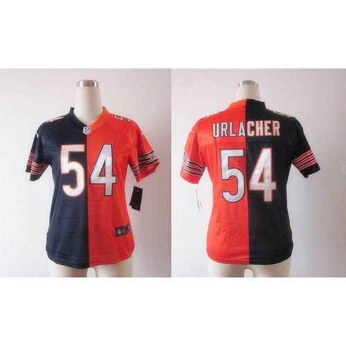 Chicago Bears #54 Brian Urlacher Navy Blue/Orange Women's Stitched Elite Split Jersey Womens cheap jerseys for sale - CheapJerseys.Shop