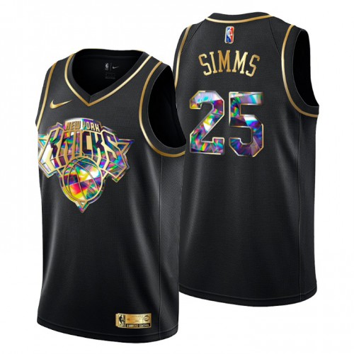 New York New York Knicks #25 Aamir Simms Mens Golden Edition Diamond Logo 2021/22 Swingman Jersey - Black Mens cheap jerseys for sale - CheapJerseys.Shop