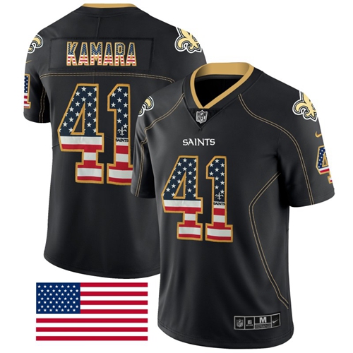 Saints #41 Alvin Kamara Black Men's Stitched Limited Rush USA Flag Jersey cheap jerseys for sale - CheapJerseys.Shop