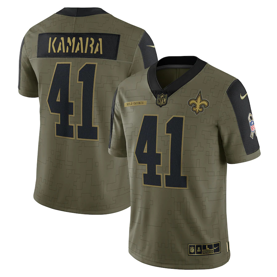 New Orleans Saints #41 Alvin Kamara Olive 2021 Salute To Service Limited Player Jersey cheap jerseys for sale - CheapJerseys.Shop